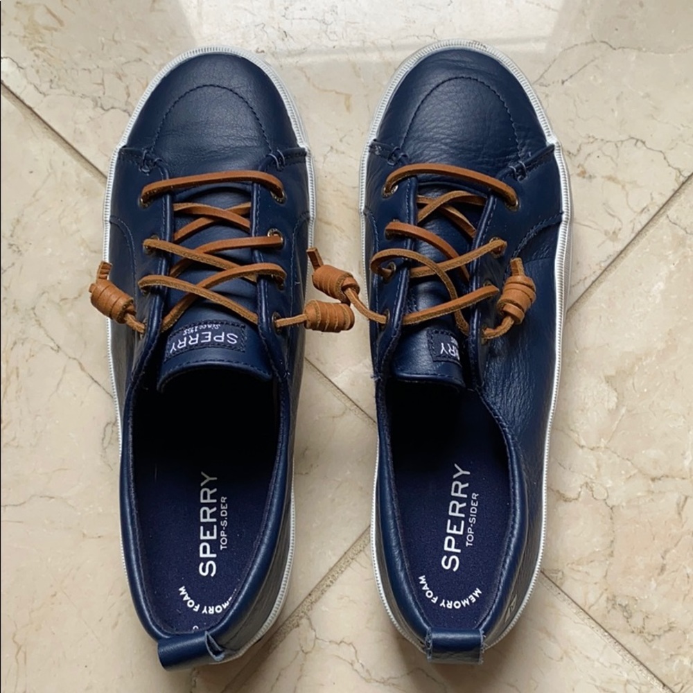 Sperry leather laces platform loafer